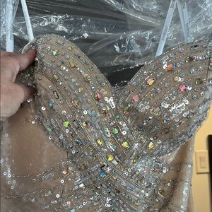Sequin Embellished Strapless Dress